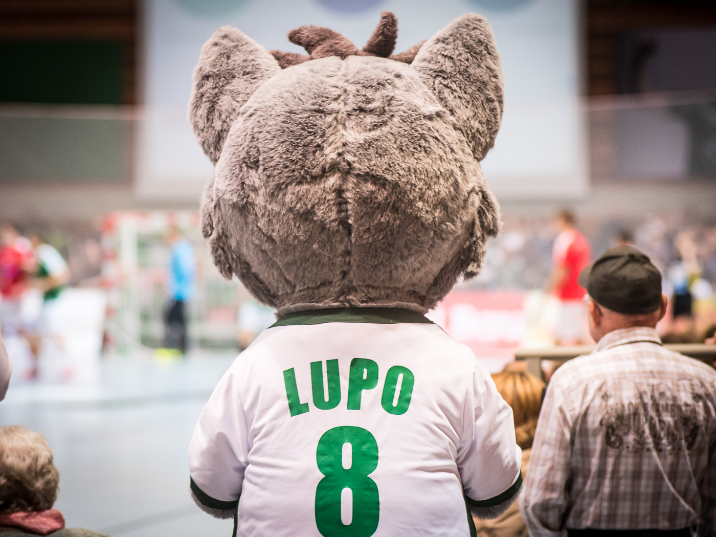 lupo_woelfe-1 Lupo, das Maskottchen der DJK Rimpar Wölfe. Foto: Pascal Höfig