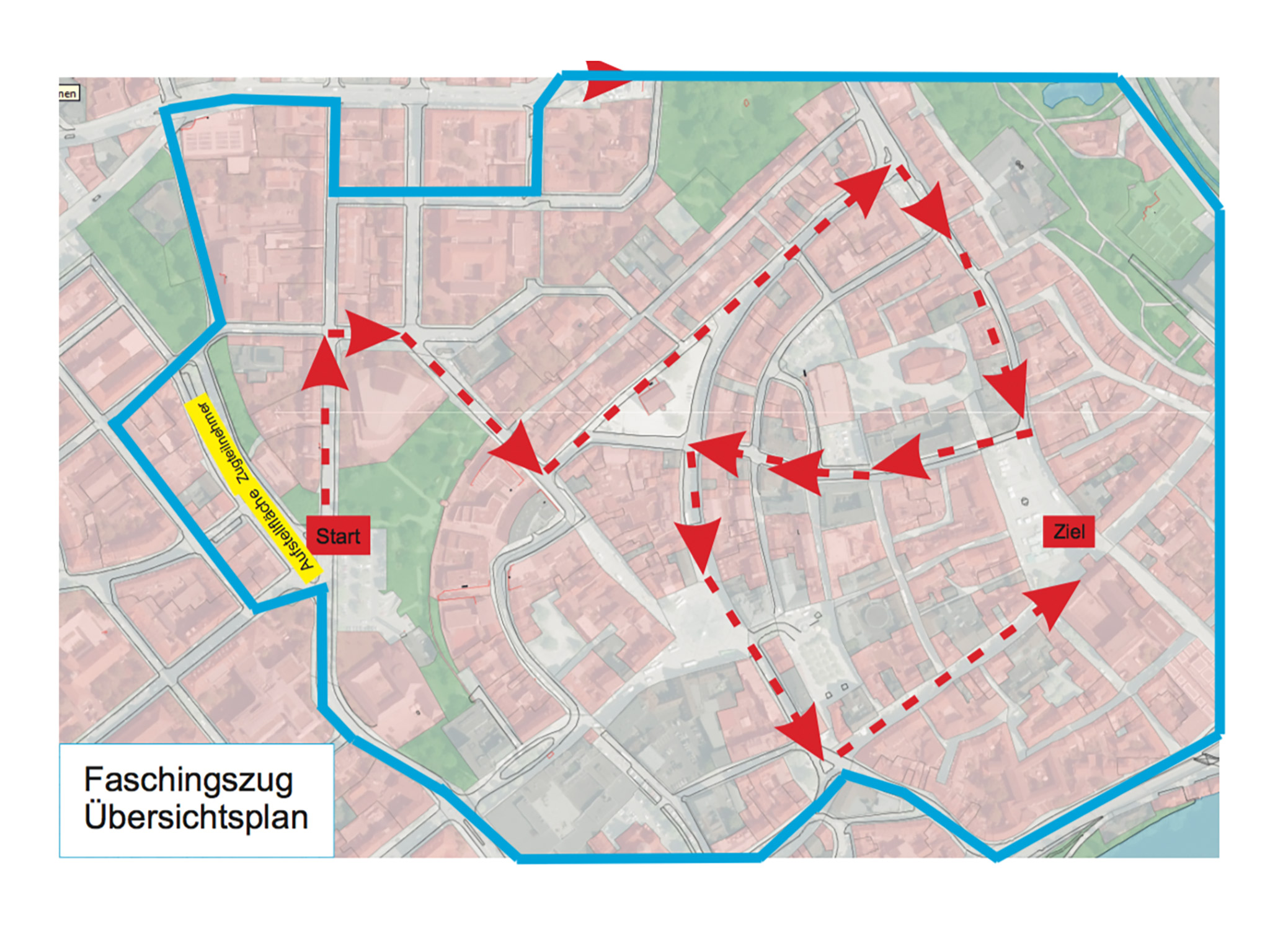 Grenzen des Sperrbereiches und Zugstrecke. Grafik: Stadt Schweinfurt