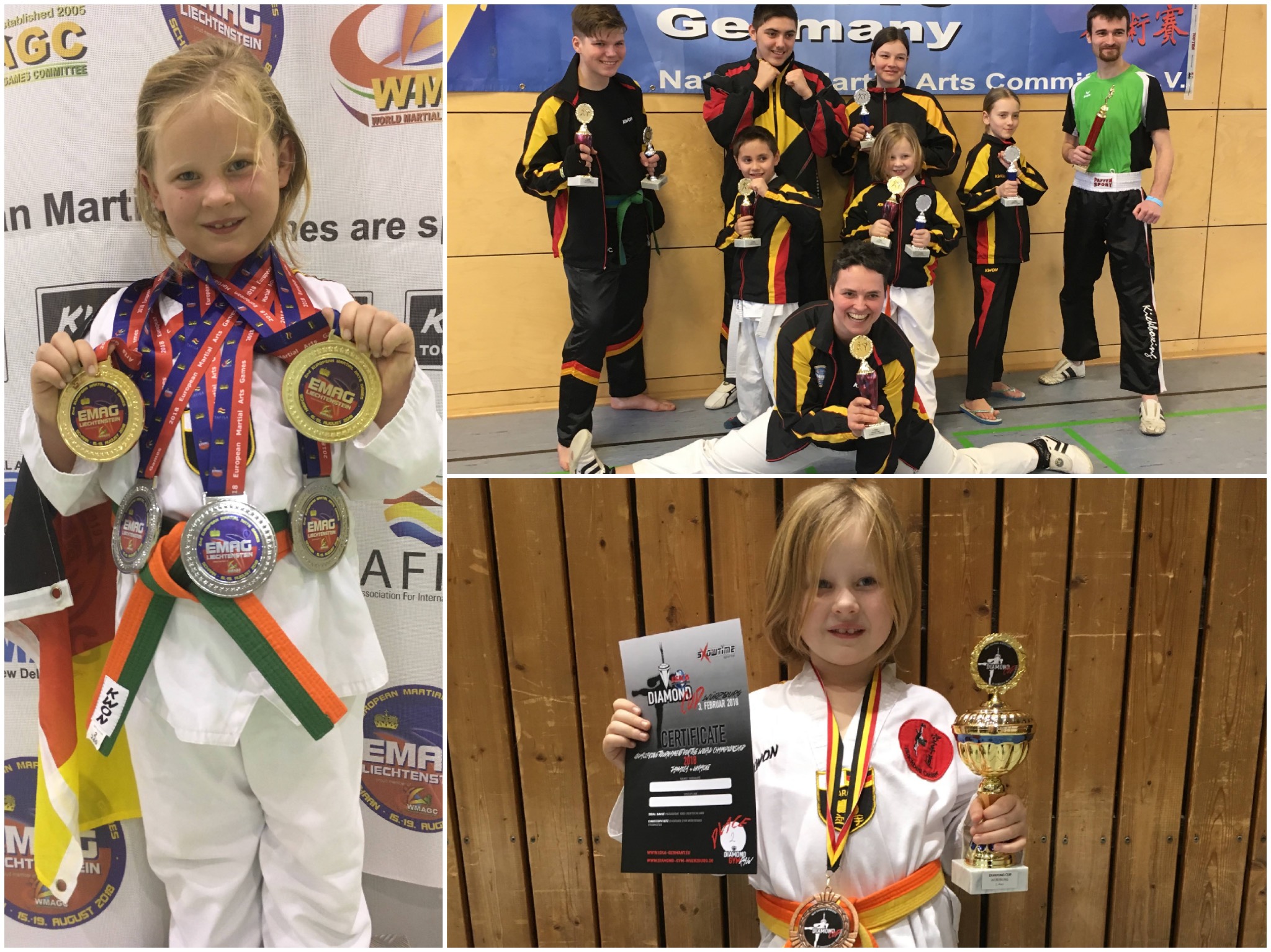Collage_HanaStark_Karate Die kleine Hana ganz groß: Hana Stark mit ihren Auszeichnungen. Fotos: Helmut Stark
