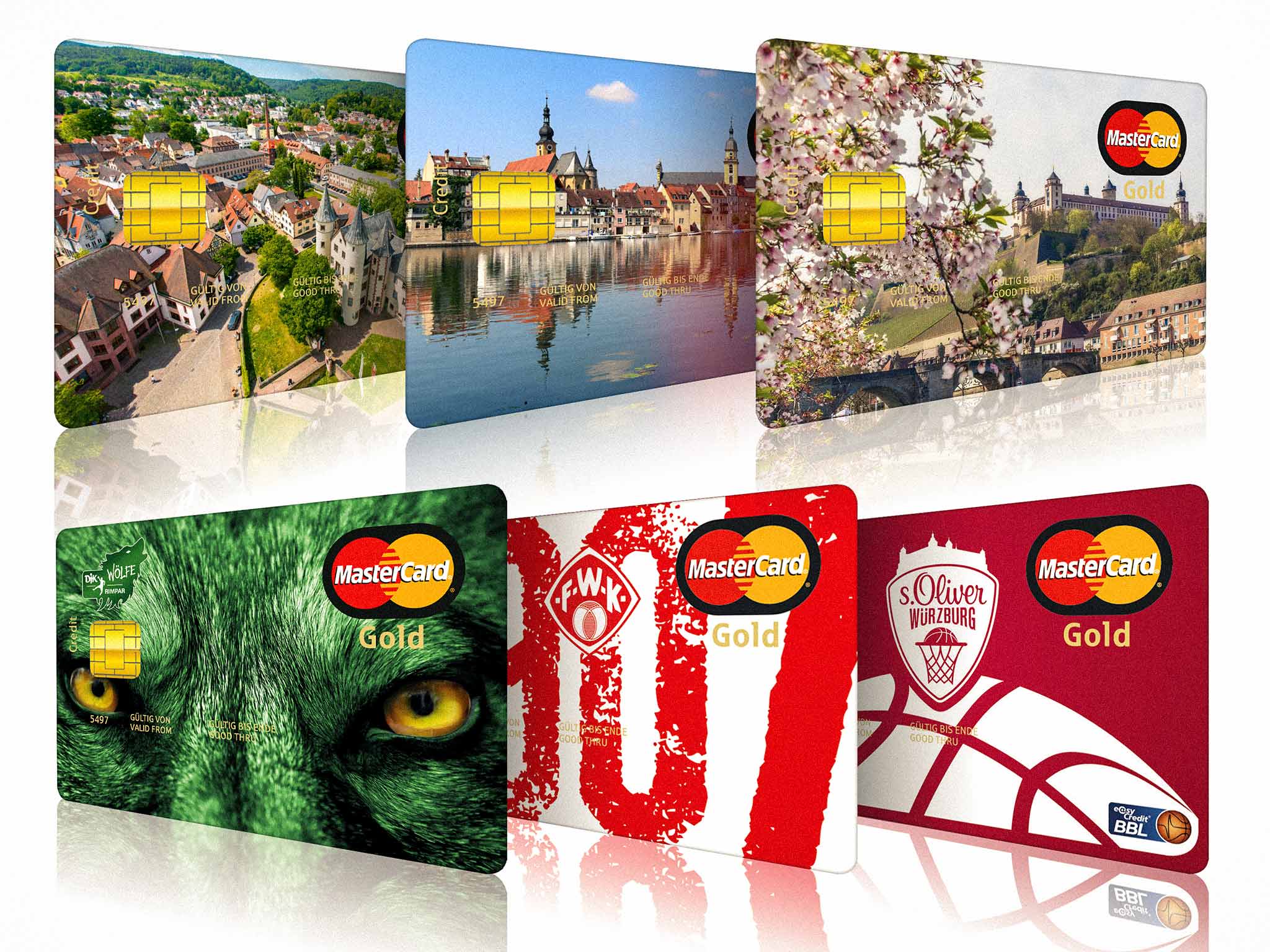 Motivkreditkarten der Sparkasse Mainfranken Würzburg. Grafik: Sparkasse Mainfranken Würzburg