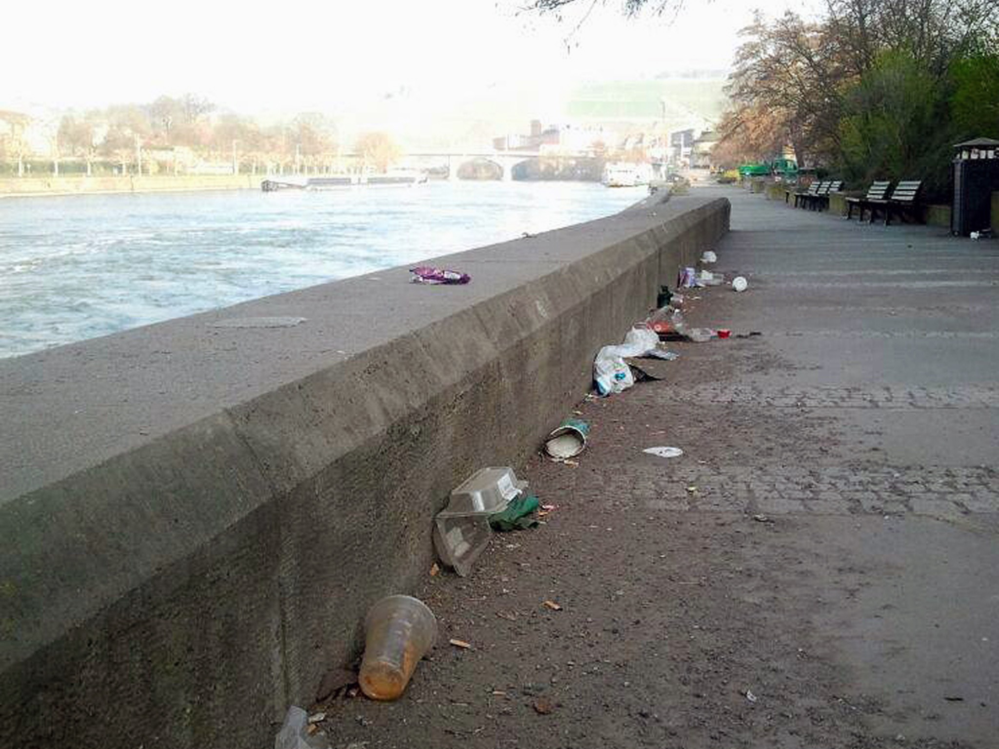 Muell_Mainpromenade Müll an der Mainpromenade. Foto: Würzburg erleben