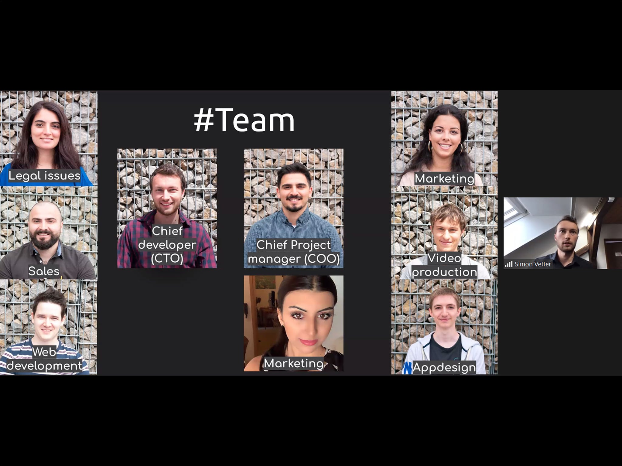 Clyde_Team Das Team der App „Clye“ stellt sich vor. Screenshot FHWS / Bolza- Schünemann
