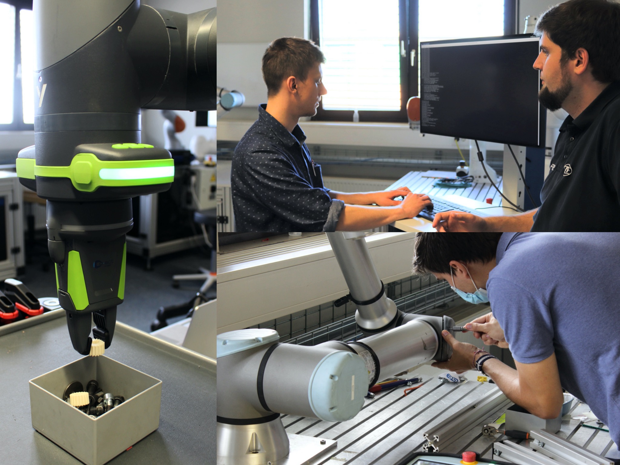 Collage_zf robotic tech center Was geschieht im Tech Center Robotic am Standort ZF Schweinfurt? Fotos: ZF