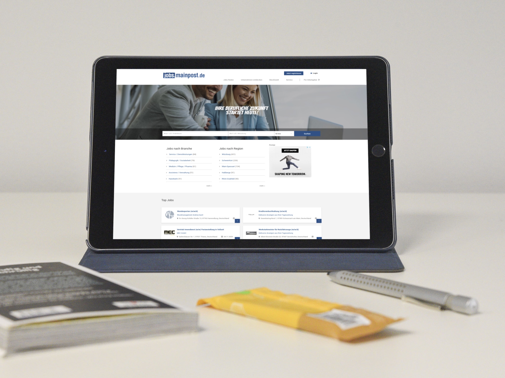 2020 01 13 Symbolbild Tablet neutral WEB2048 Das Jobportal der Main-Post jobs.mainpost.de glänzt in neuem Design und hält zahlreiche neue Funktionen bereit. Foto: Pascal Höfig