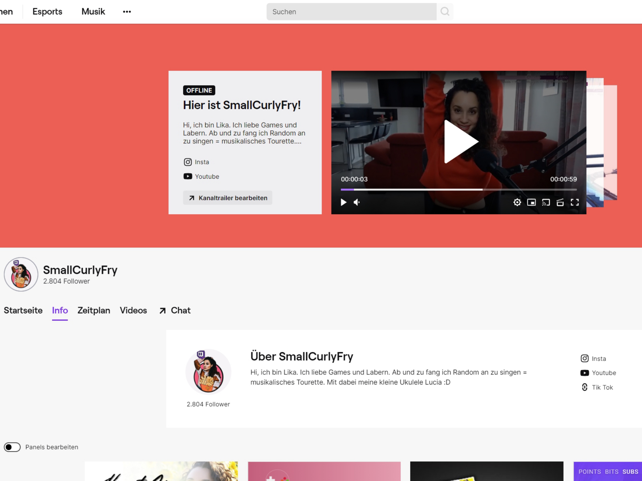 Twitch-Kanal von SmallCurlyFry. Foto: SmallCurlyFry.