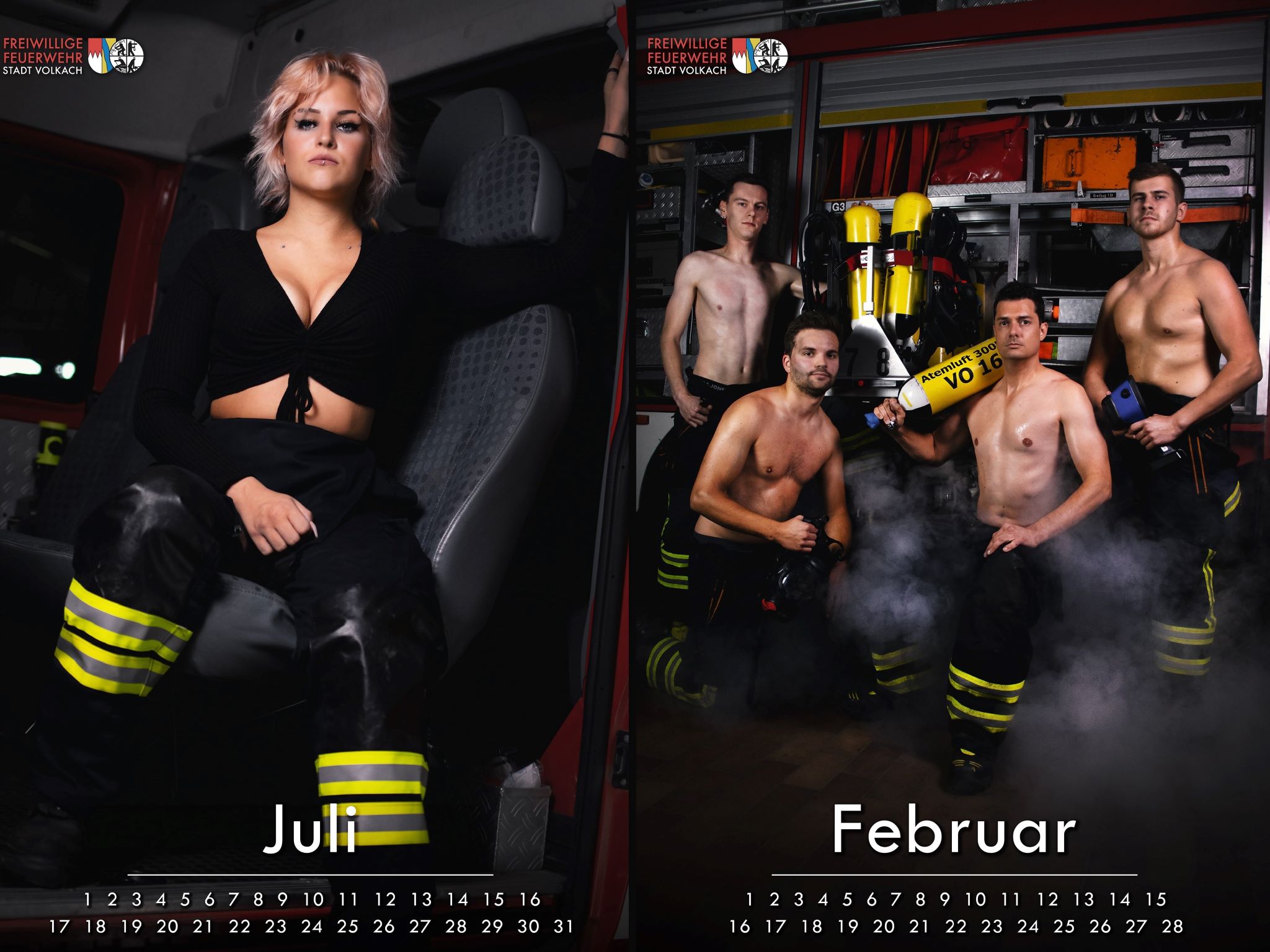 Sowohl Männer als auch Frauen sind im Kalender zu sehen. Foto: Volkach Feuerwehr