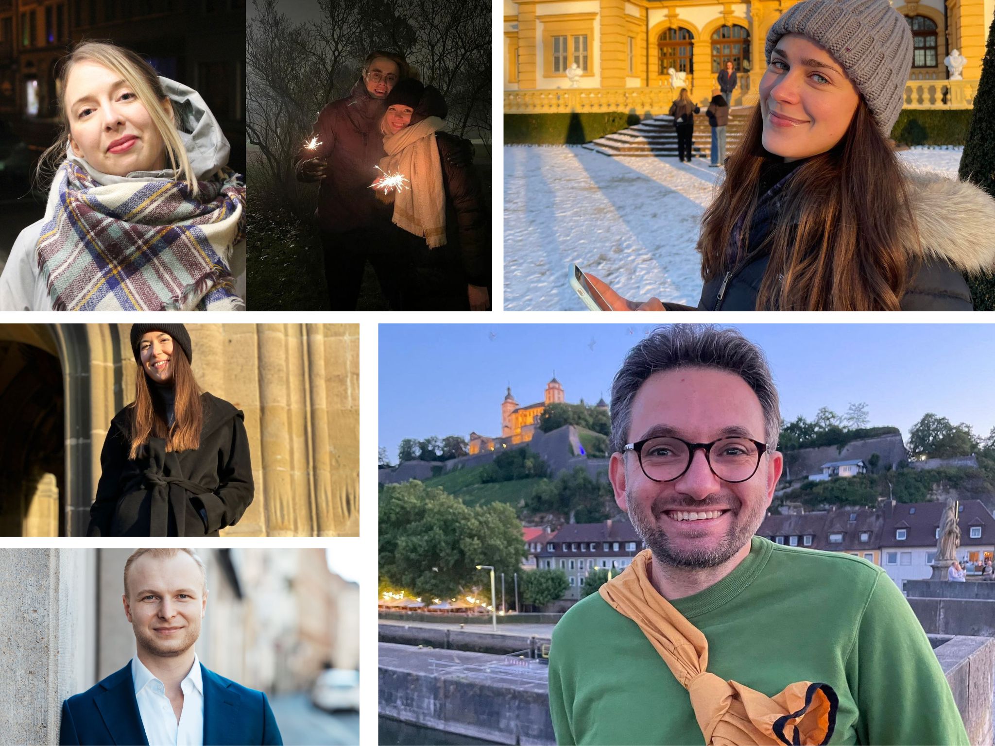 Collage_Silvester Fünf Würzburger aus dem Ausland erzählen, wie bei ihnen traditionell Silvester gefeiert wird. Fotos: Privat, Phlipp Heilgenthal