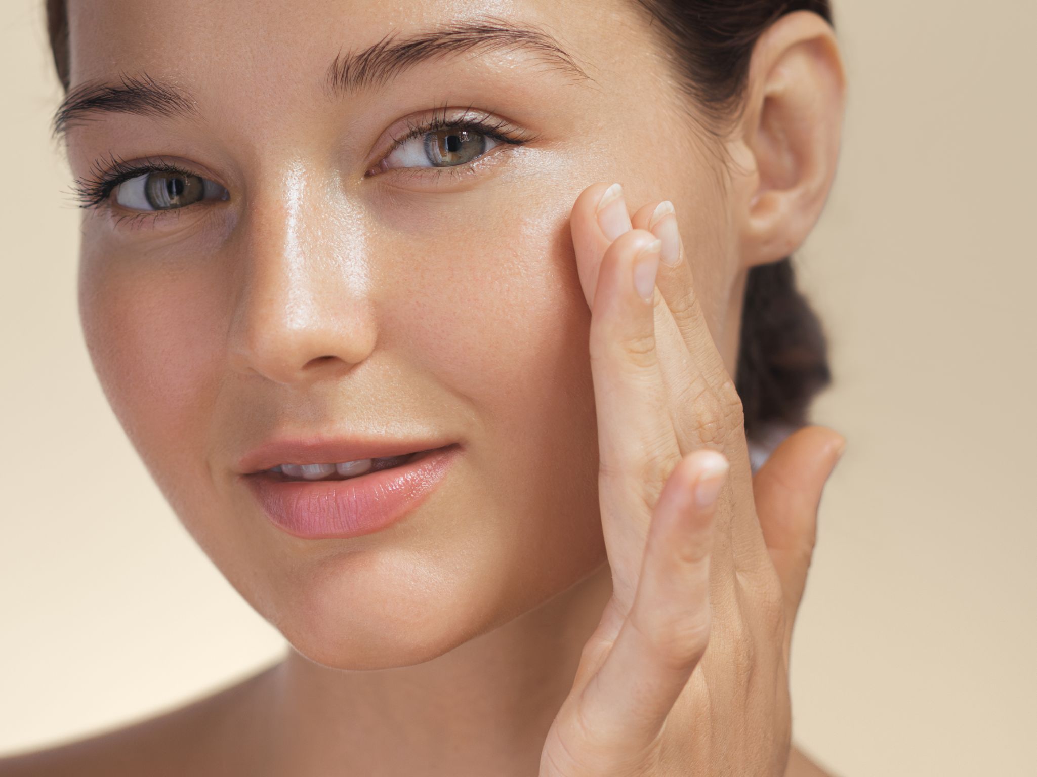Cosmetics Skin Care Concept Photo of Close-up Woman Perfect Face with Hydrated Skin