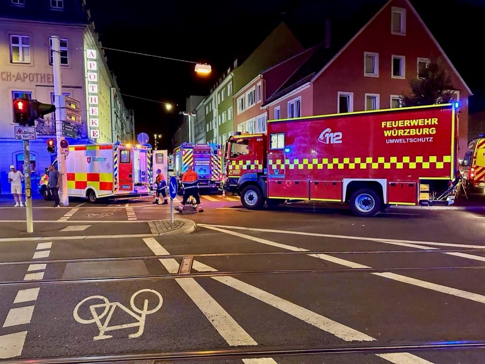 Gasaustritt_Innenstadt In der Würzburger Innenstadt kam es aufgrund von Gasgeruch zu einem Großeinsatz. Foto: Max Kippnich