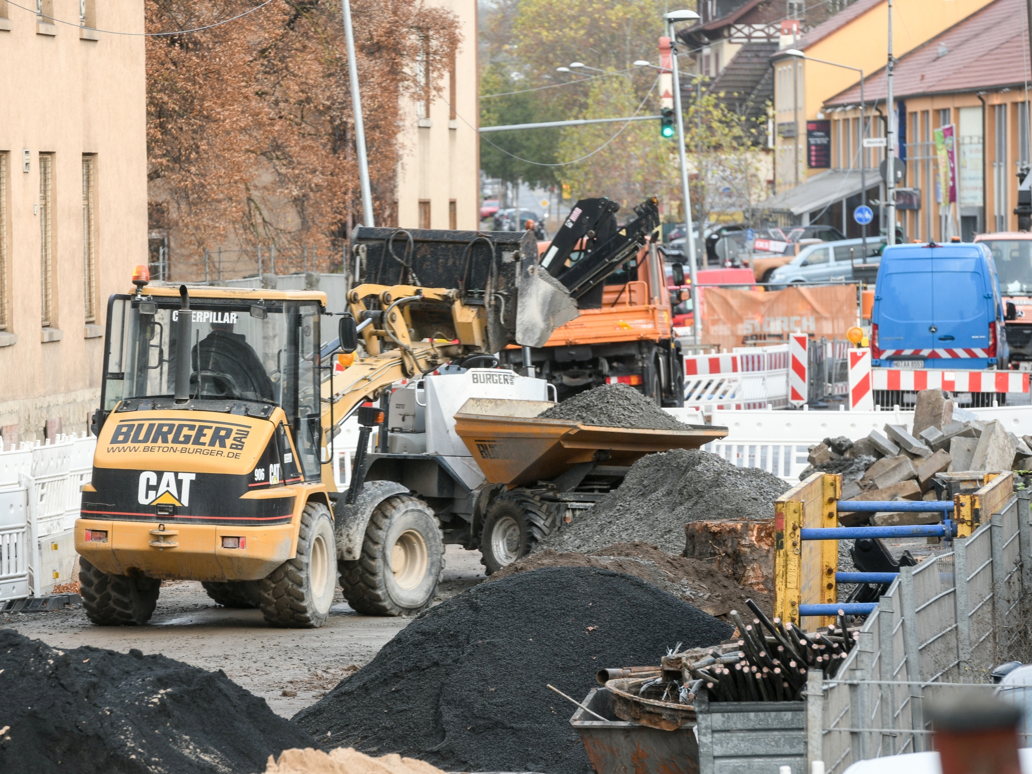 Baustelle in der Nürnberger Straße in Würzburg;