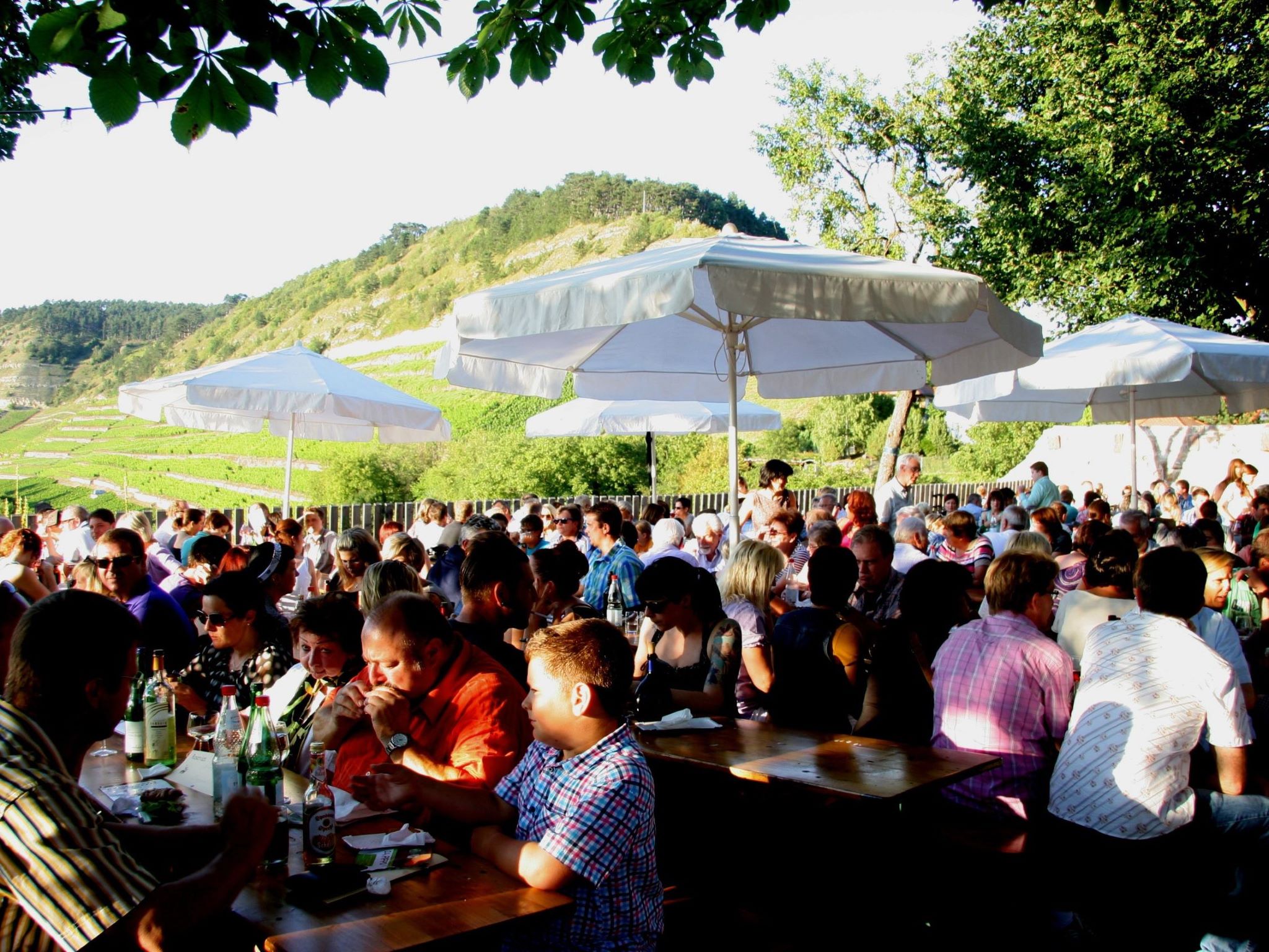 Weinfest-Romantik im Homburger Schlosshof mit Blick auf den Kallmuth. Foto: Günter Reinwarth